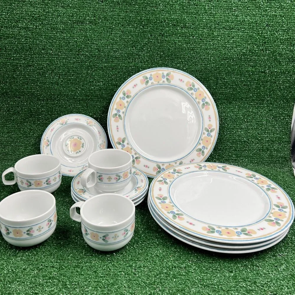 Bob Van Allen For‎ Mikasa Stone China Set Of 4 Each Dinner Plates Cups & Saucers
